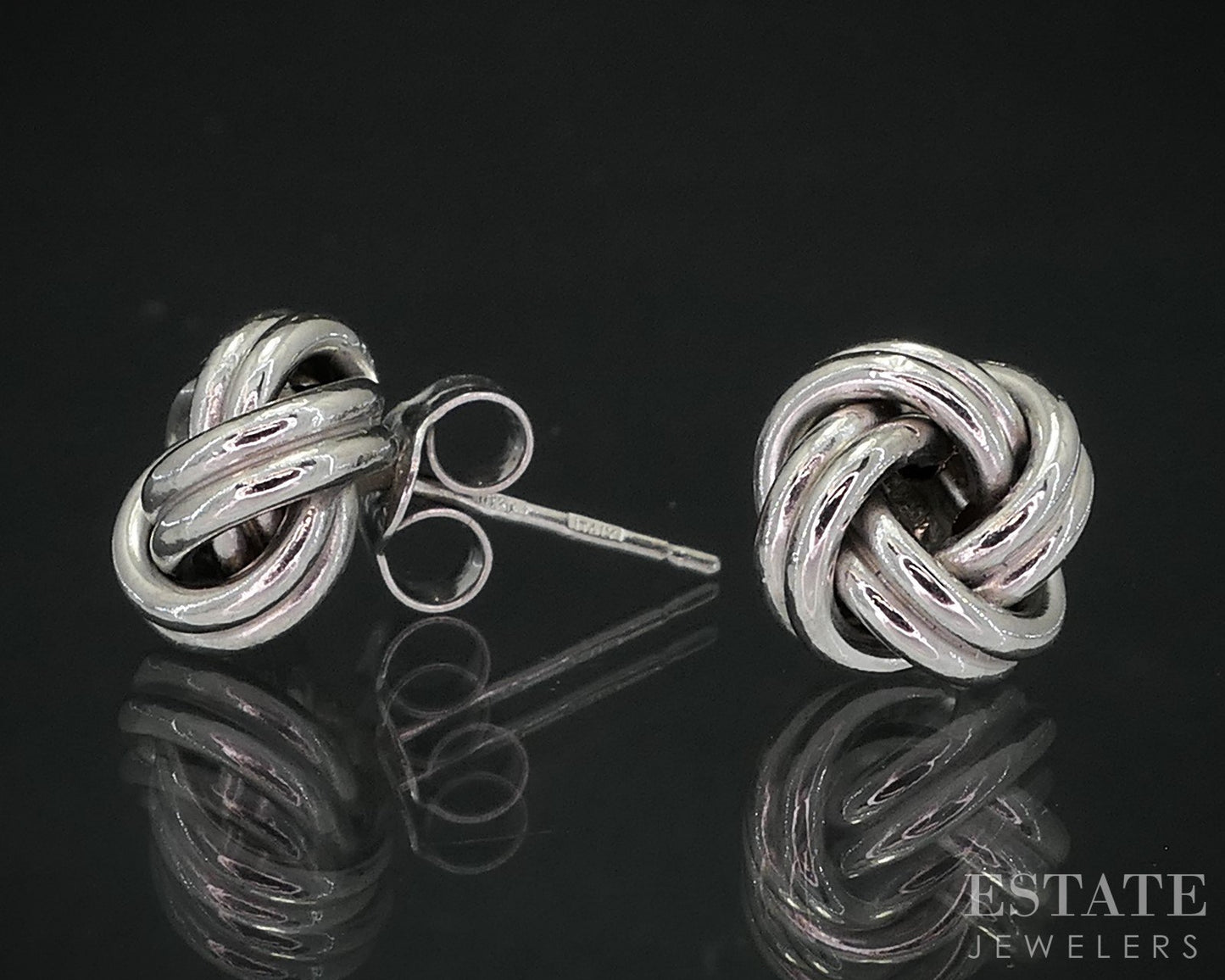 10k White Gold Love Knot Ladies Stud Earrings 0.7g i19066