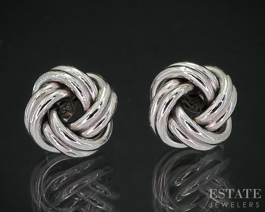 10k White Gold Love Knot Ladies Stud Earrings 0.7g i19066