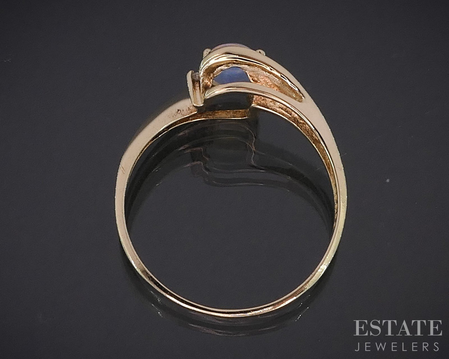 10k Yellow Gold Natural Opal & Diamond Bypass Ladies Ring 1.6g i19048b