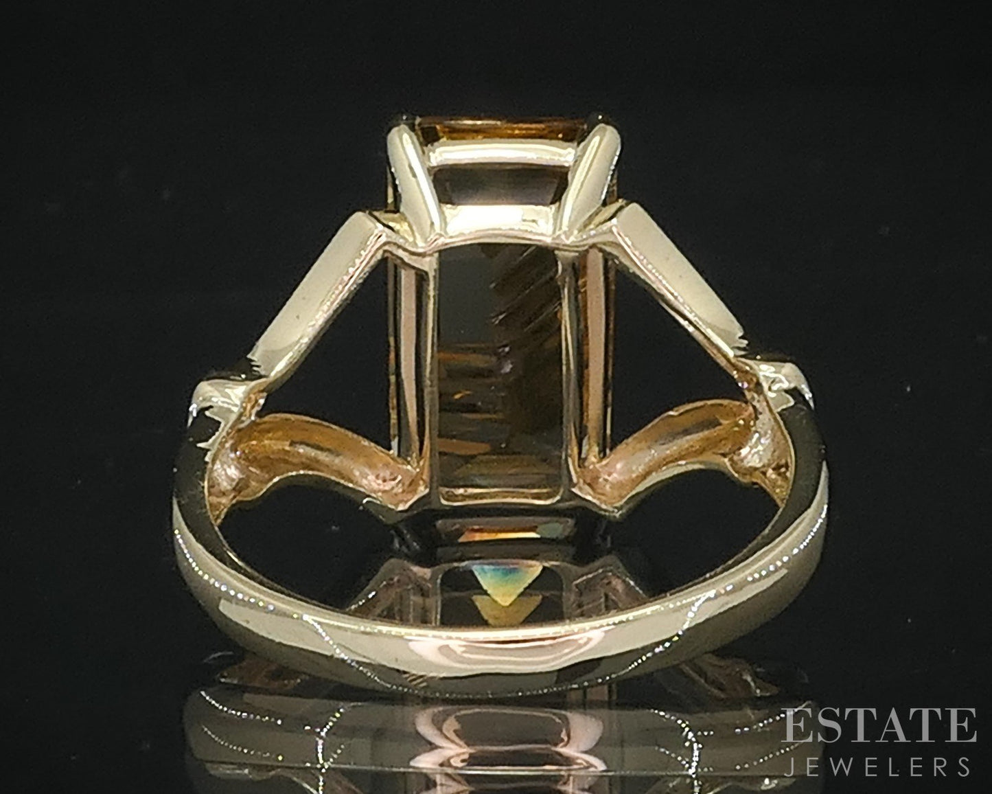 10k Yellow Gold Emerald Natural Citrine Solitaire Ladies Ring 3.2g i19043b