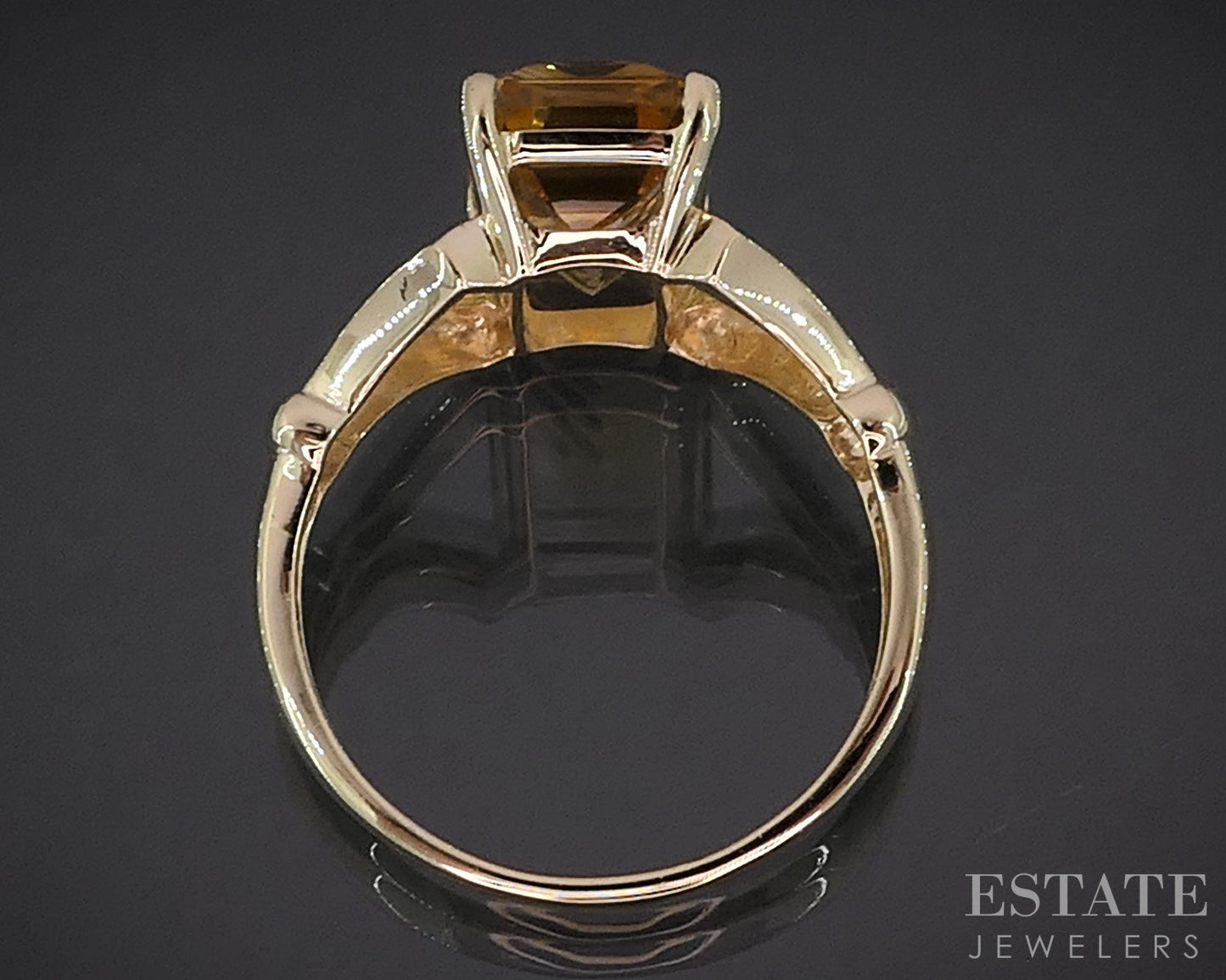 10k Yellow Gold Emerald Natural Citrine Solitaire Ladies Ring 3.2g i19043b