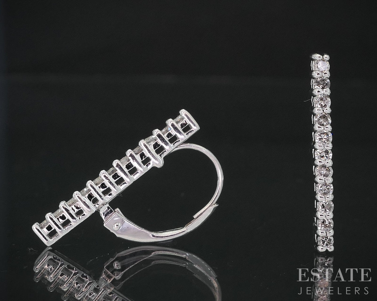 14k Yellow Gold Natural .33ctw Diamond Leverback Bar Earrings 1.9g i19052b