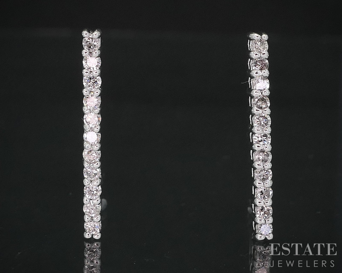 14k Yellow Gold Natural .33ctw Diamond Leverback Bar Earrings 1.9g i19052b