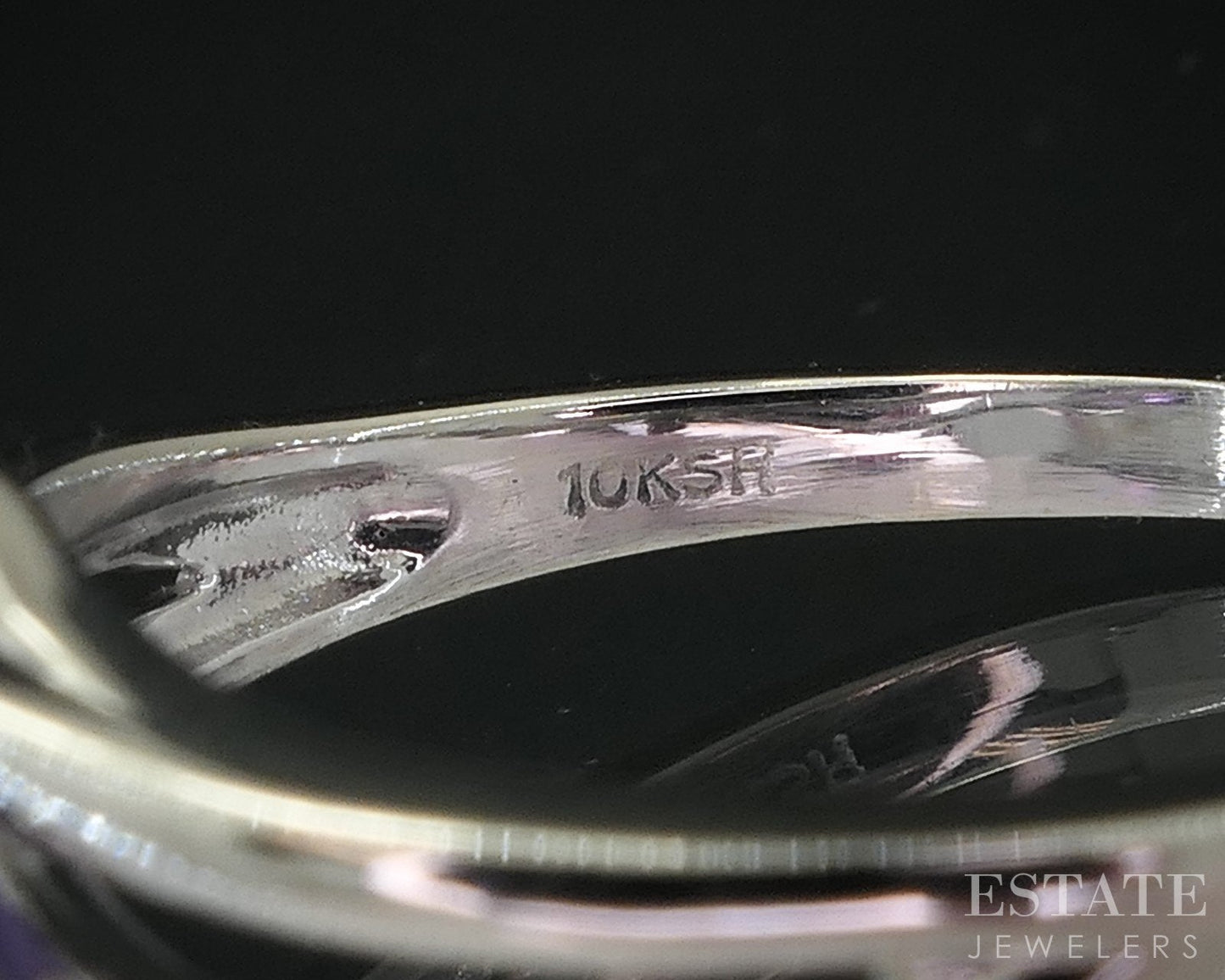 10k White Gold Natural Amethyst & Diamond Bypass Ladies Ring 3.8g i19045b