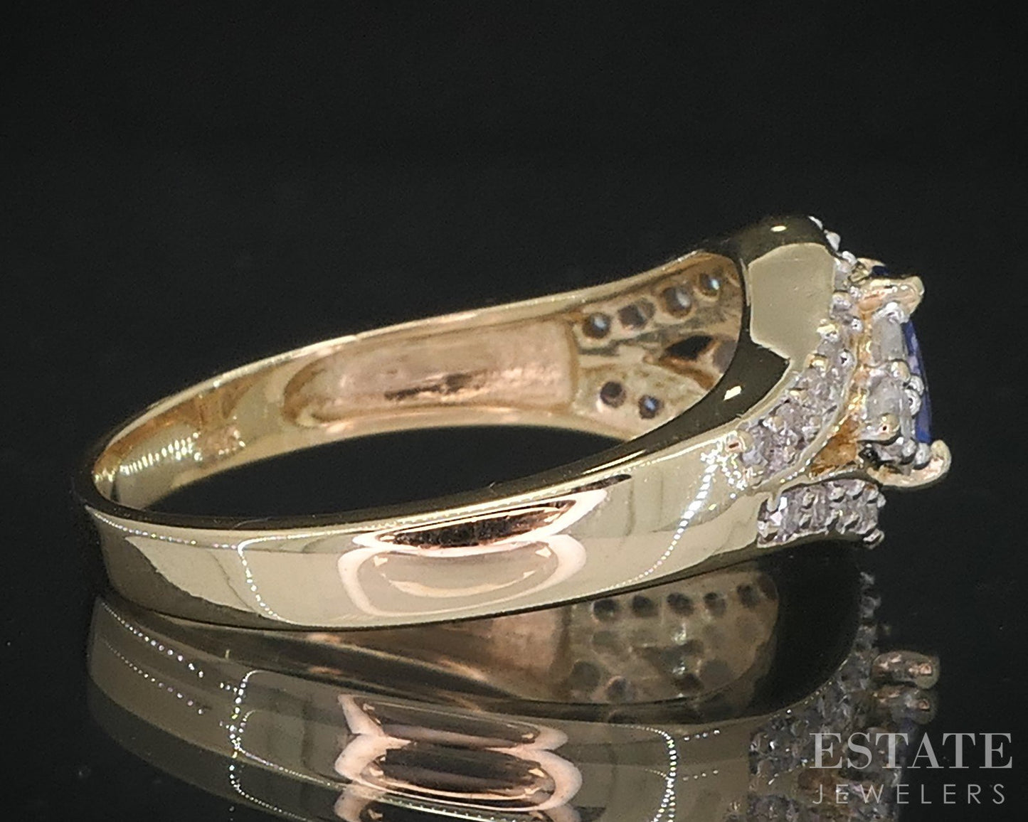 14k Yellow Gold Natural Tanzanite & Diamond Ladies Band Ring 4.2g i19042b