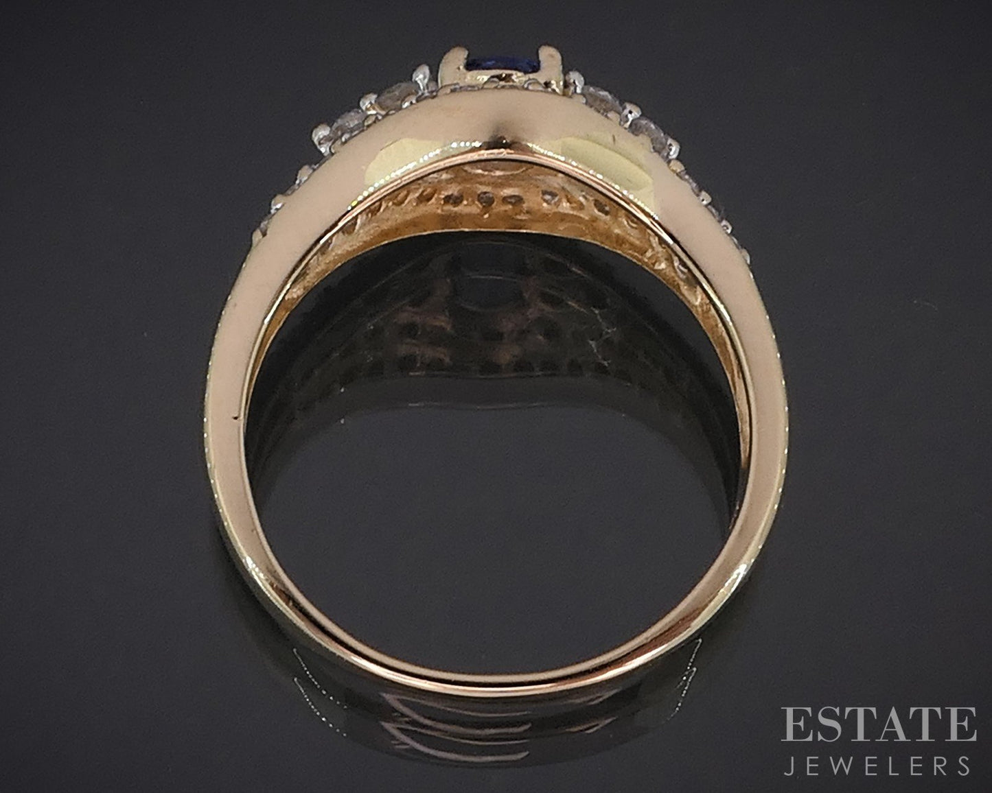 14k Yellow Gold Natural Tanzanite & Diamond Ladies Band Ring 4.2g i19042b