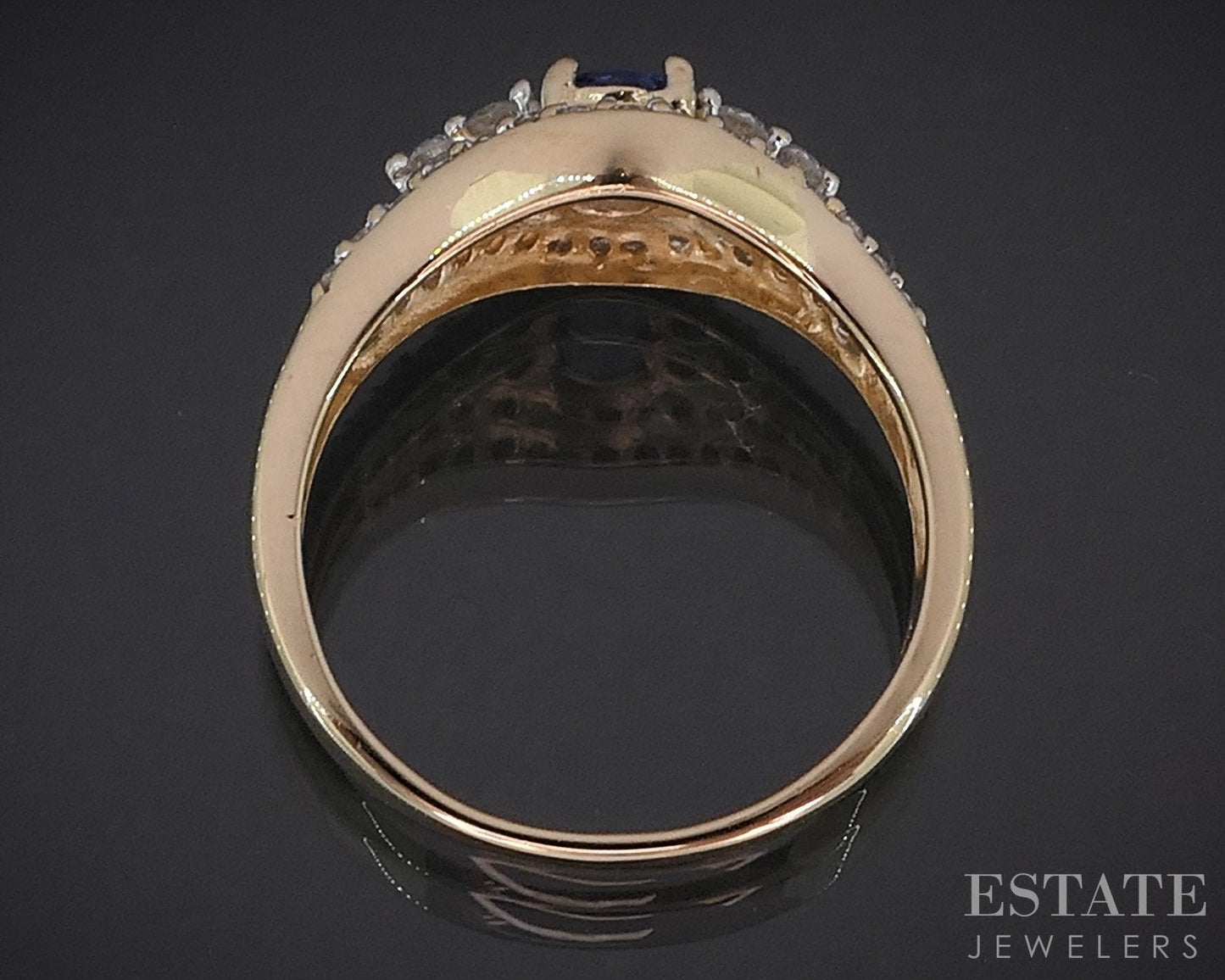 14k Yellow Gold Natural Tanzanite & Diamond Ladies Band Ring 4.2g i19042b