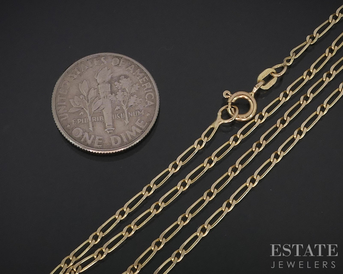 14k Yellow Gold 1.6mm Figaro Chain Ladies Necklace 3.4g 20"L i19039b