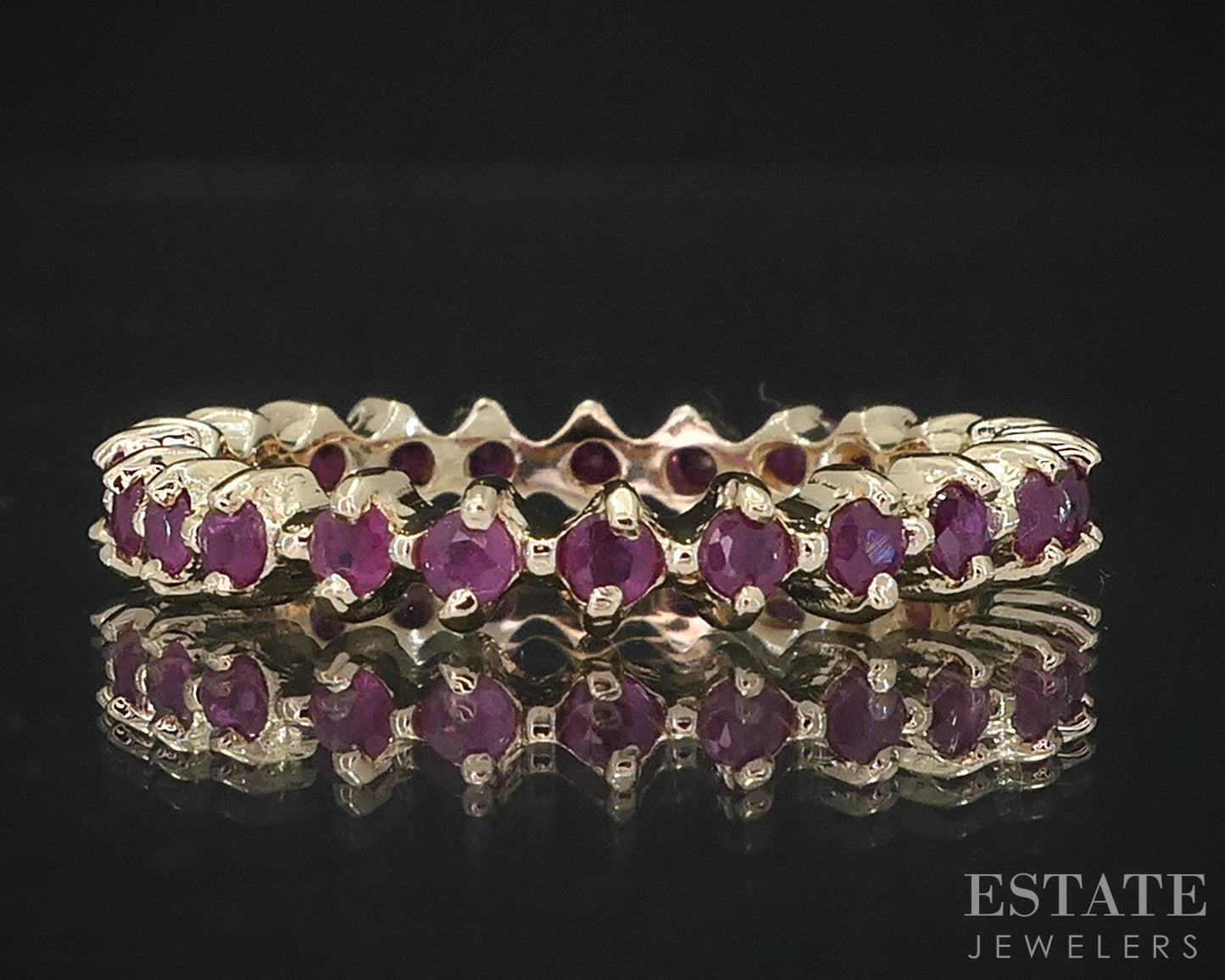 14k Yellow Gold Natural Ruby Ladies Eternity Band Ring 2.6g i19035b