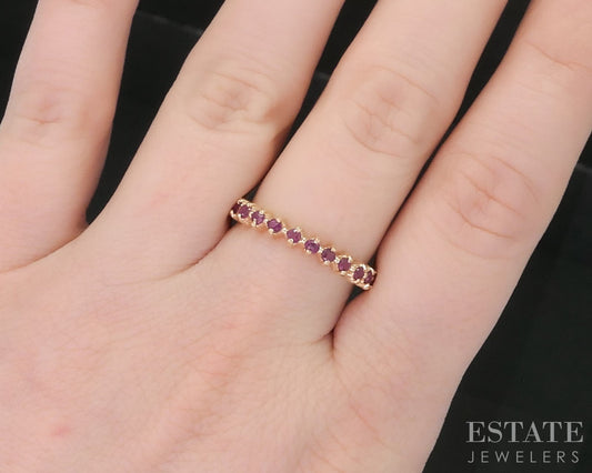 14k Yellow Gold Natural Ruby Ladies Eternity Band Ring 2.6g i19035b