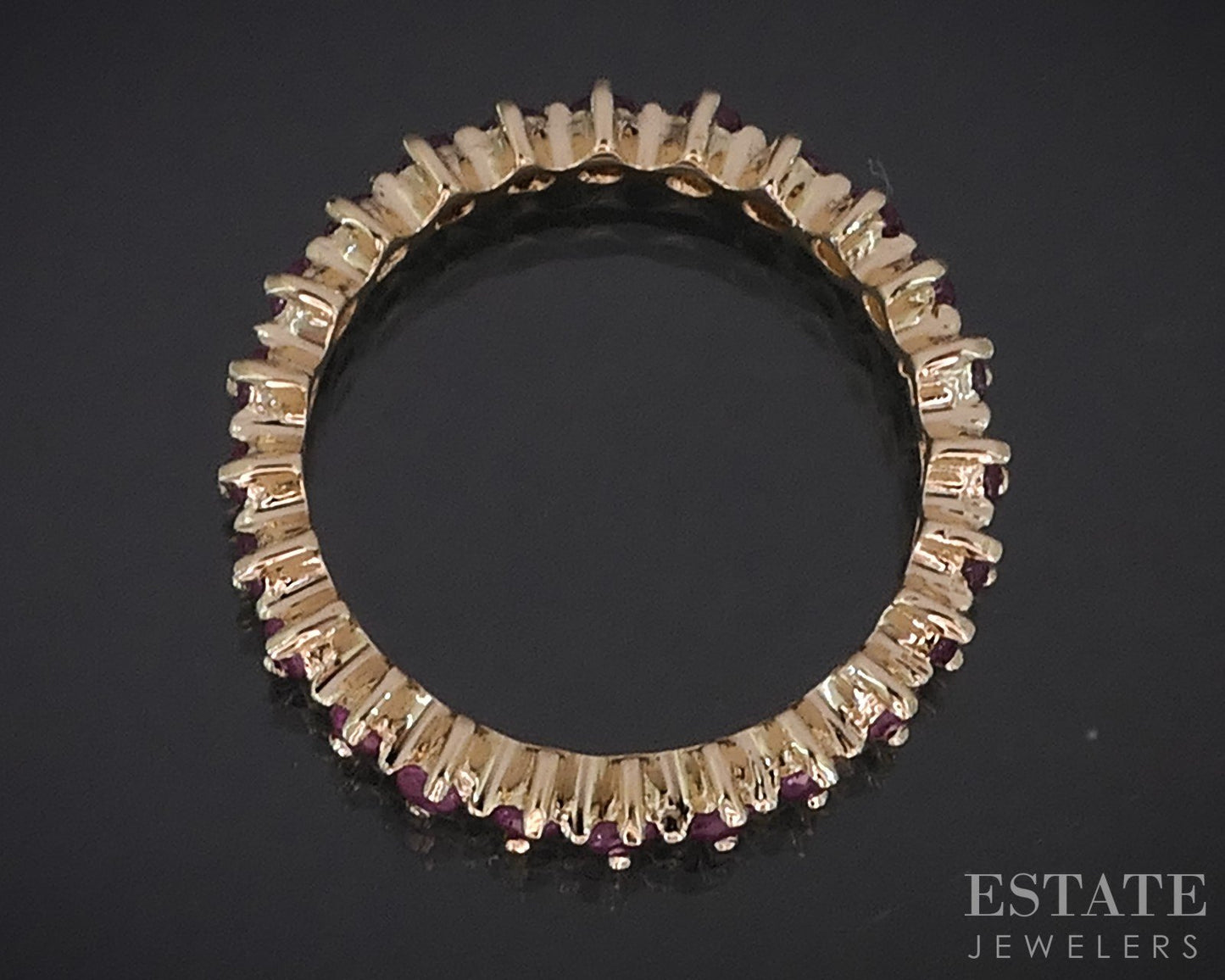 14k Yellow Gold Natural Ruby Ladies Eternity Band Ring 2.6g i19035b