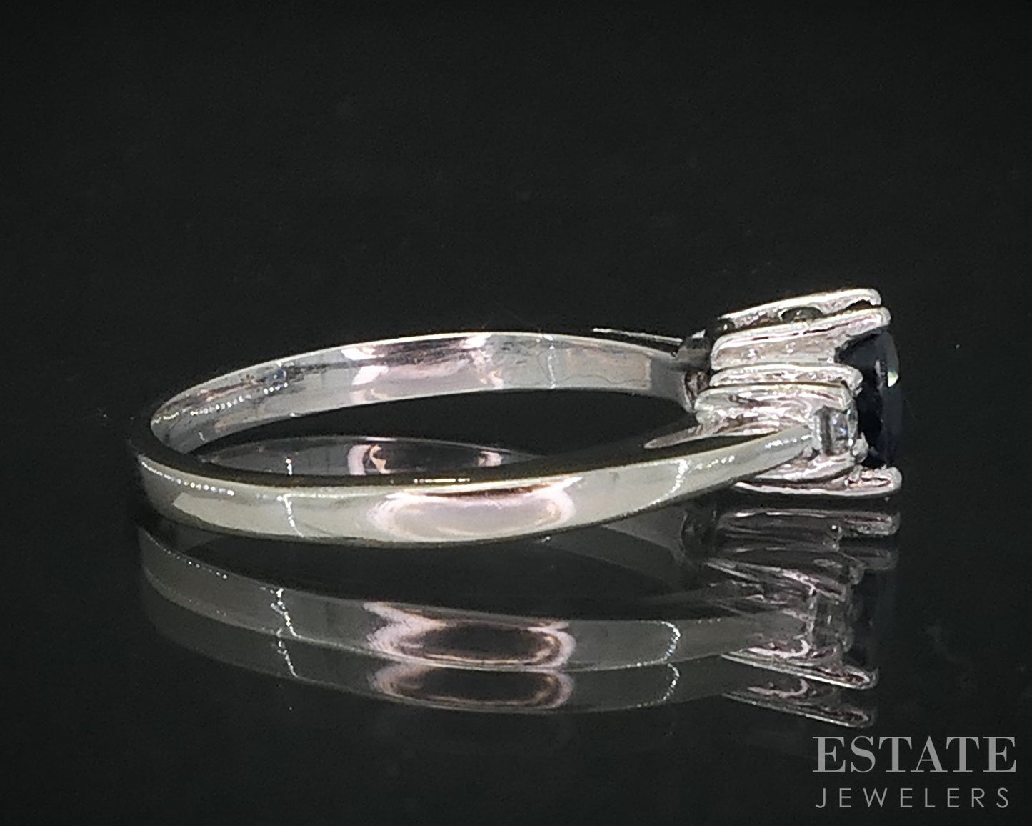 14k White Gold Natural Blue Sapphire & Diamond Ladies Ring 2.1g i19012b