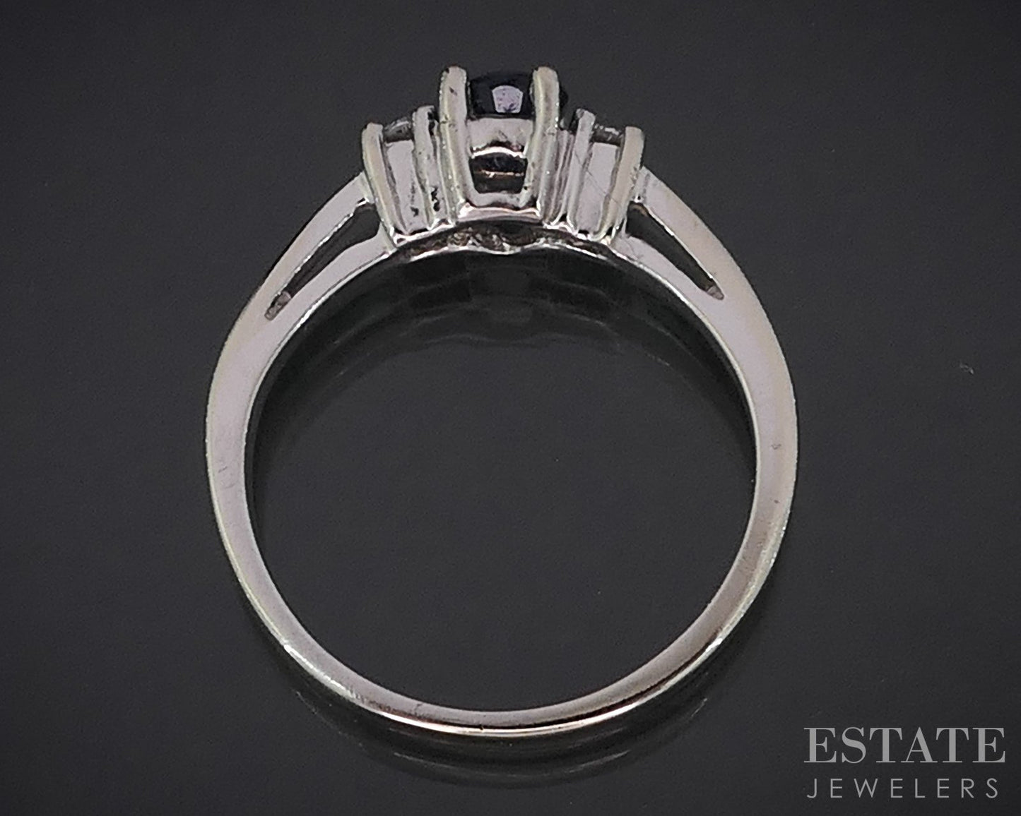 14k White Gold Natural Blue Sapphire & Diamond Ladies Ring 2.1g i19012b
