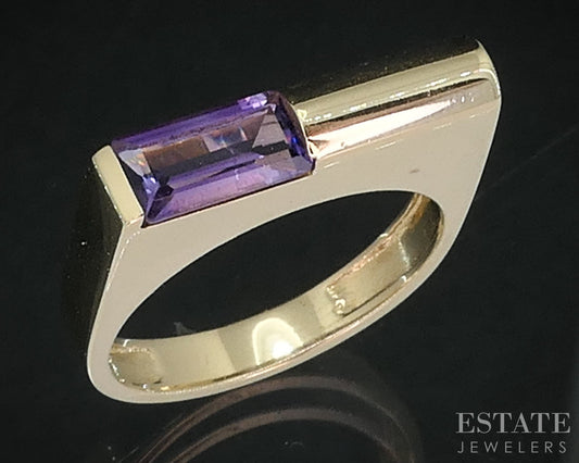 14k Yellow Gold Natural Amethyst Ladies Band Ring 3.6g i19017b