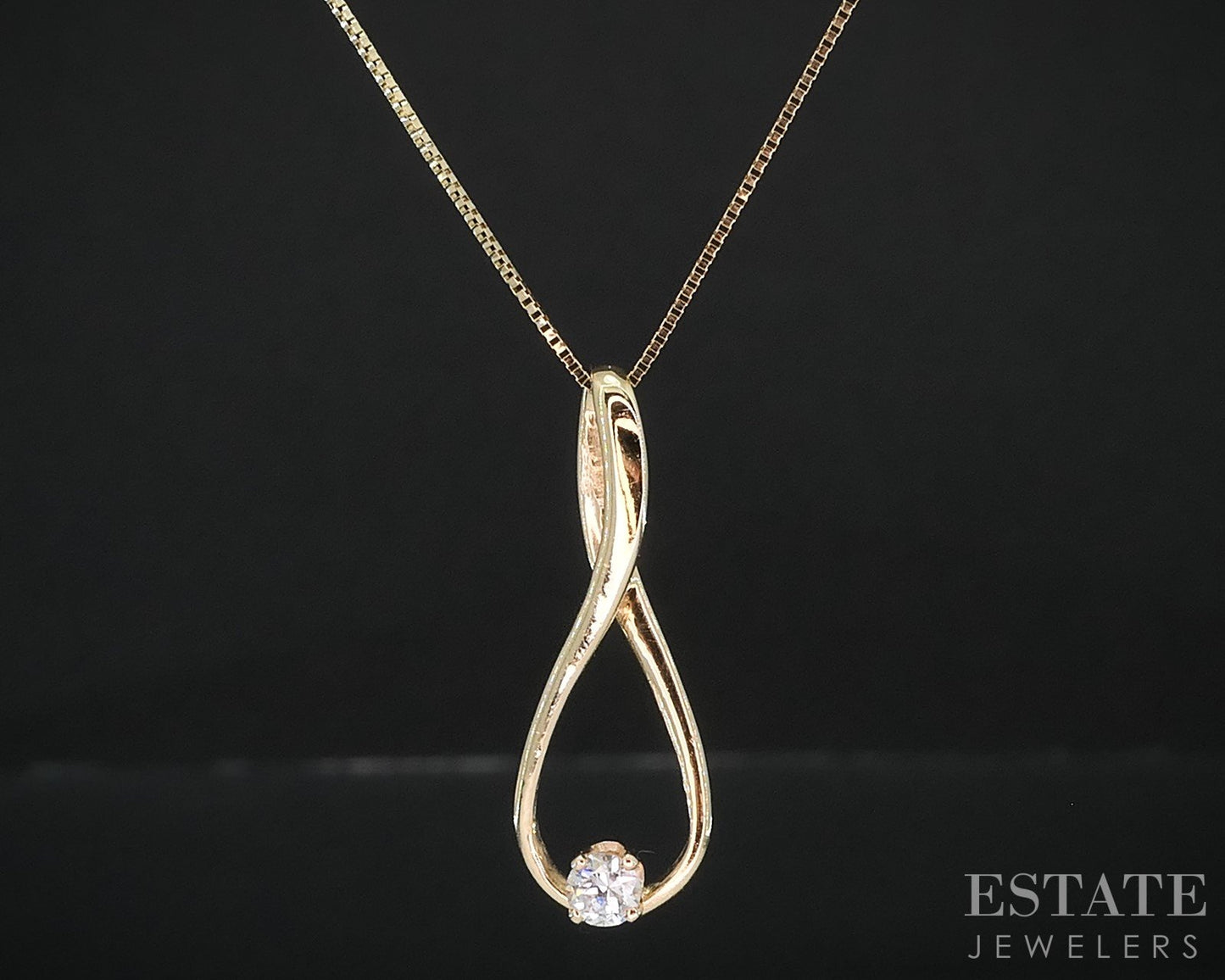 14k Yellow Gold Natural .12ct Diamond Teardrop Ladies Necklace 2.2g 20"L i19022b