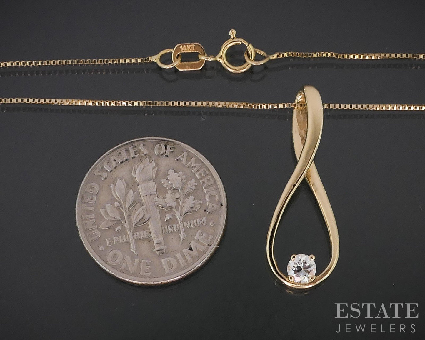 14k Yellow Gold Natural .12ct Diamond Teardrop Ladies Necklace 2.2g 20"L i19022b