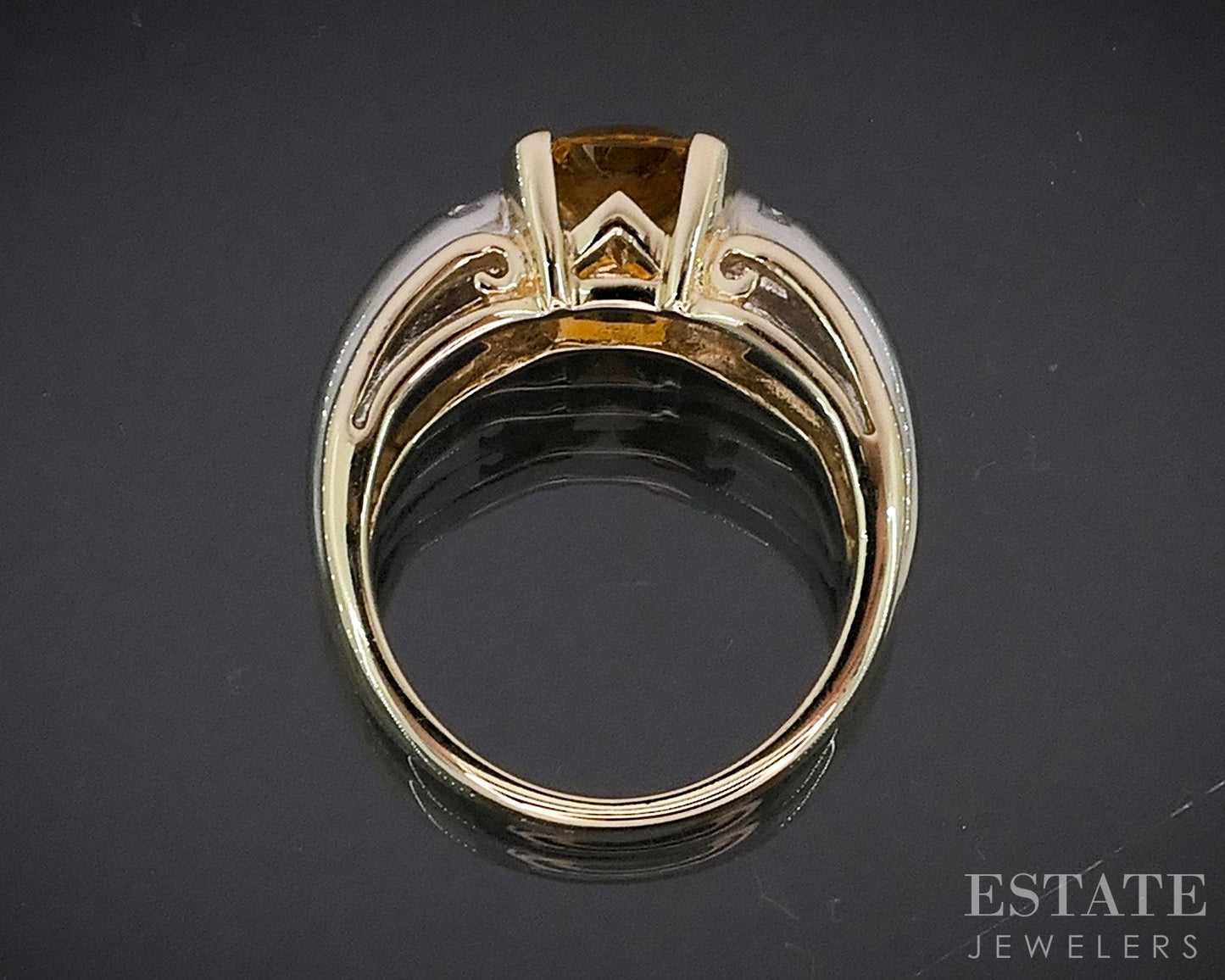 14k Yellow Gold Cushion Natural Citrine & Diamond Ladies Ring 6.5g i19092