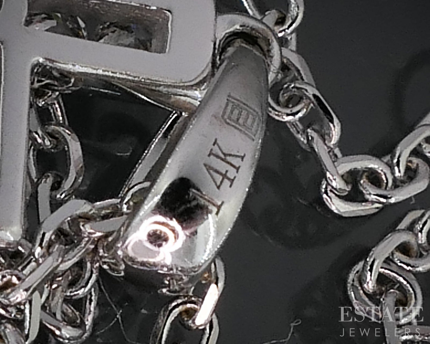 14k White Gold Natural .10ctw Diamond Cross Ladies Necklace 3.2g 18"L i19096