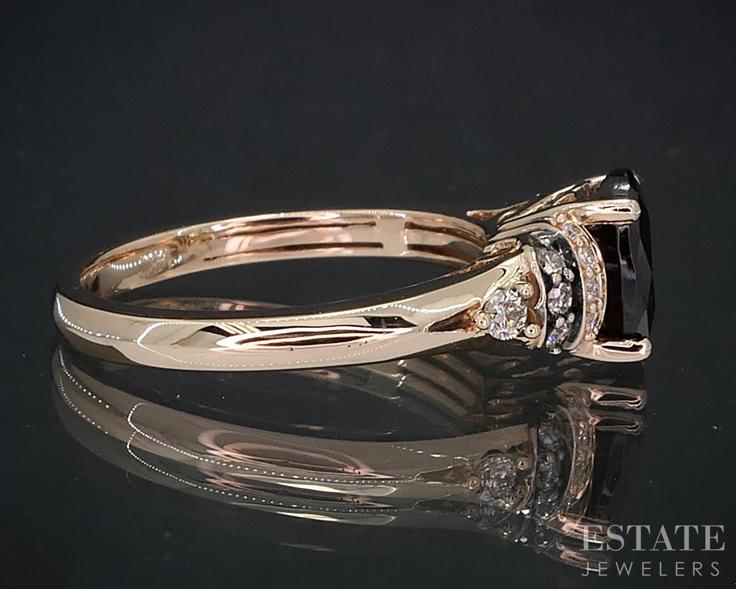 14k Strawberry Gold LeVian Natural Rhdolite Garnet & Diamond Ring 3.4g i19090
