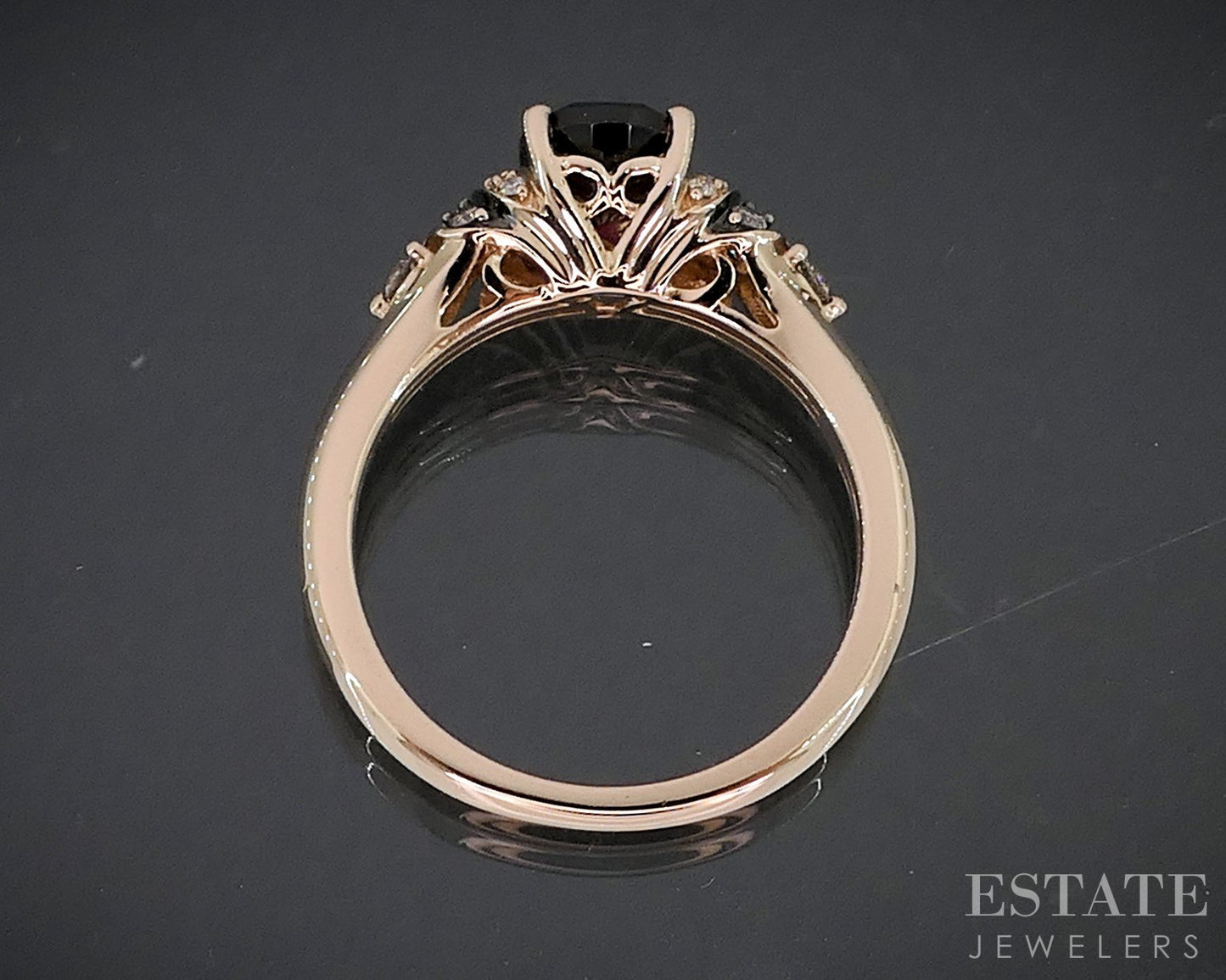 14k Strawberry Gold LeVian Natural Rhdolite Garnet & Diamond Ring 3.4g i19090