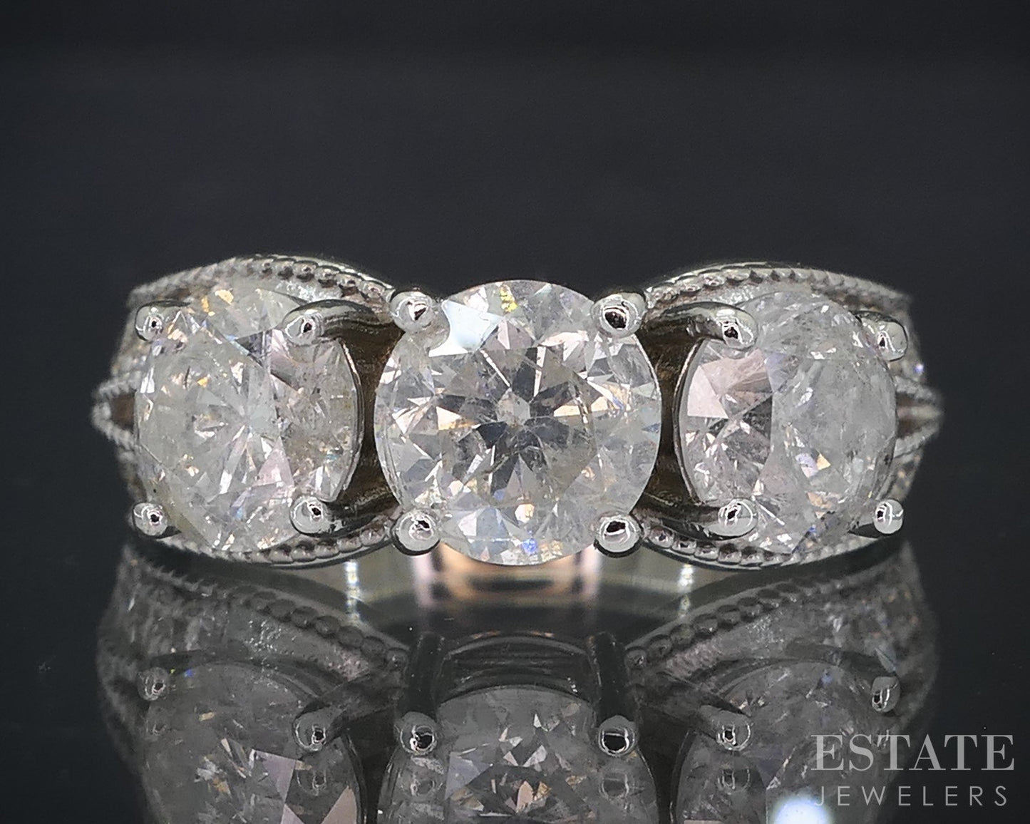 14k White Gold Round Natural 2.32ctw Diamond Engagement Ring 5.6g i19084