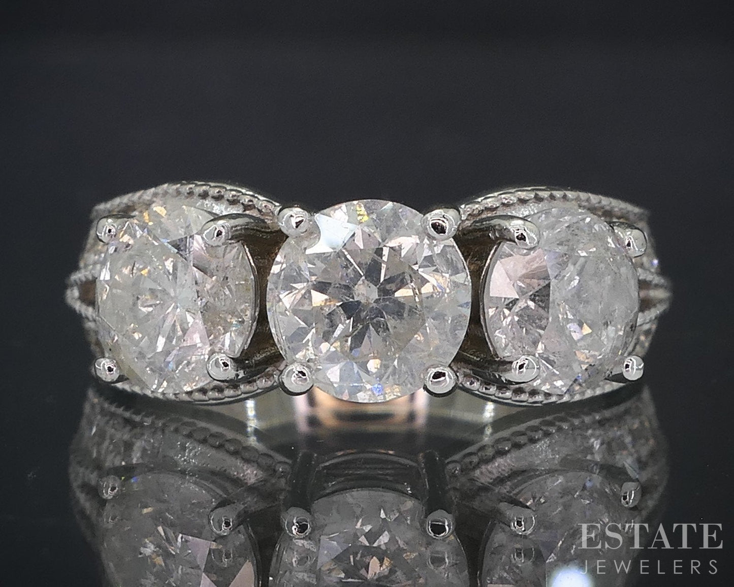 14k White Gold Round Natural 2.32ctw Diamond Engagement Ring 5.6g i19084