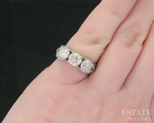 14k White Gold Round Natural 2.32ctw Diamond Engagement Ring 5.6g i19084