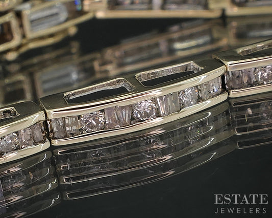 10k Yellow Gold Natural 1.88ctw Diamond Line Tennis Bracelet 10.2g 7"L i19078