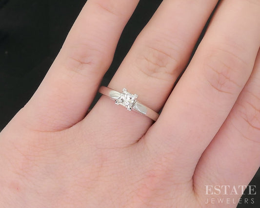 14k & Platinum Princess LEO GSI Natural .47ct Diamond Solitaire Ring 4.4g i19080