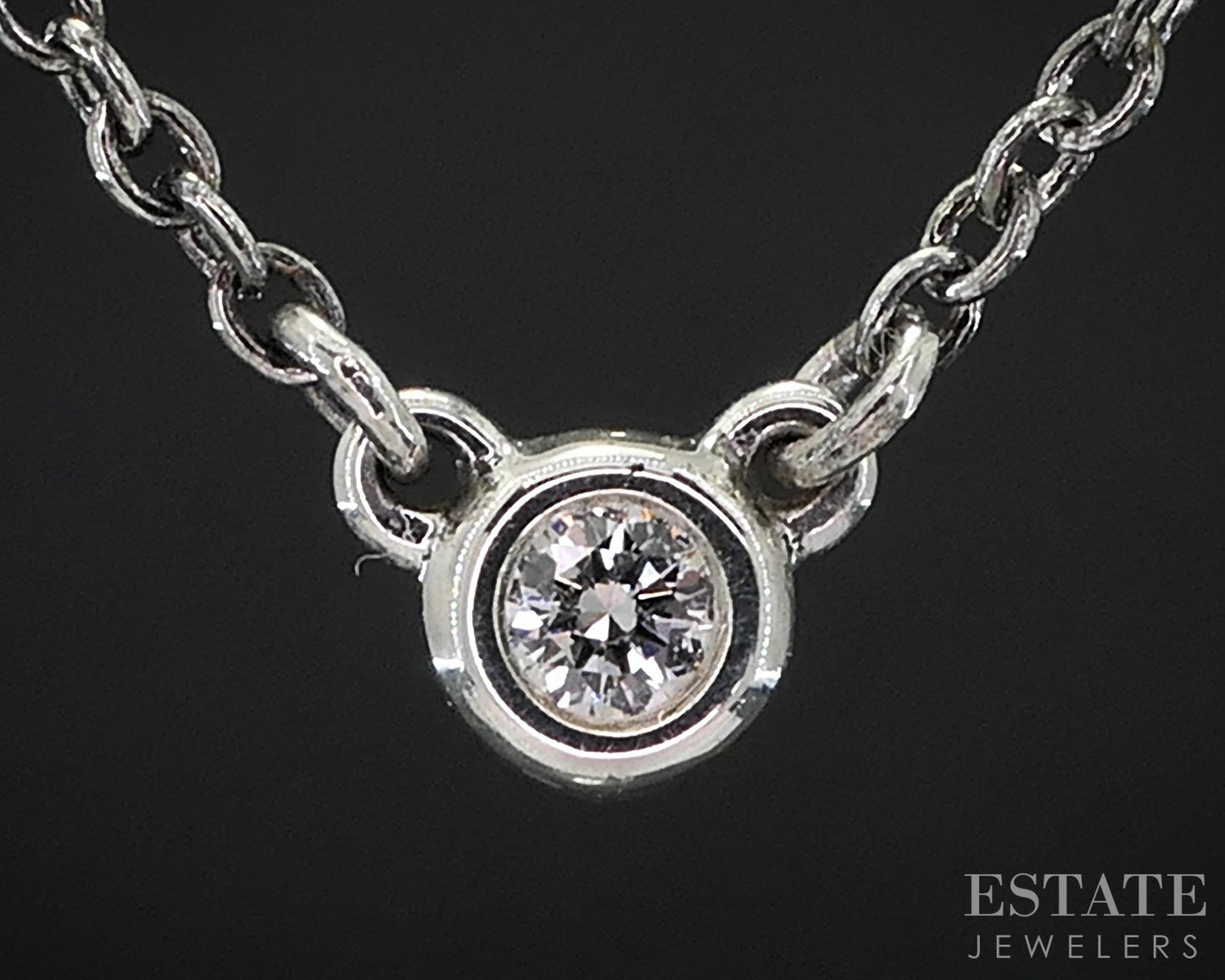 Sterling Tiffany & Co. Elsa Peretti Diamond by the Yard Necklace 16"L i19073