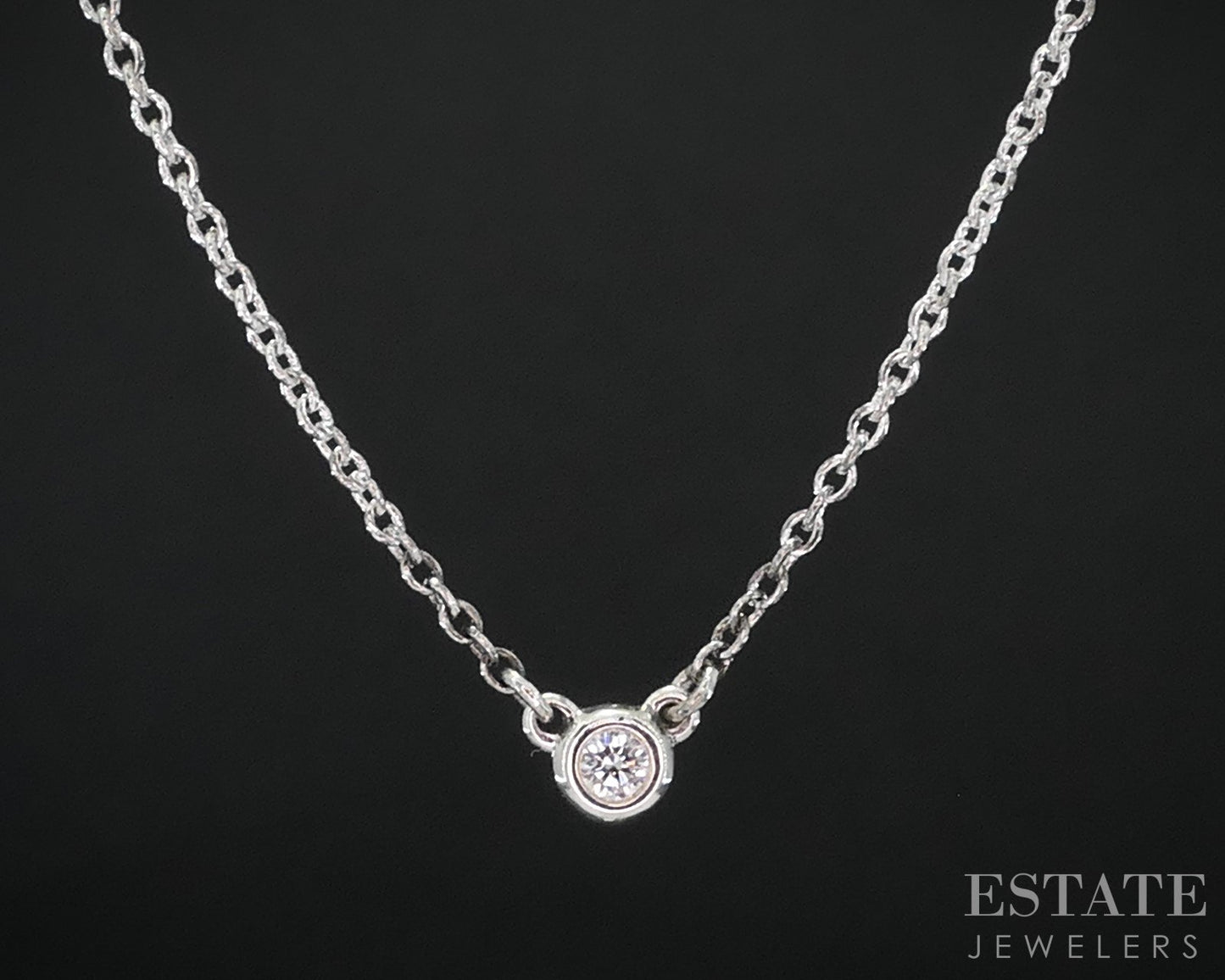 Sterling Tiffany & Co. Elsa Peretti Diamond by the Yard Necklace 16"L i19073