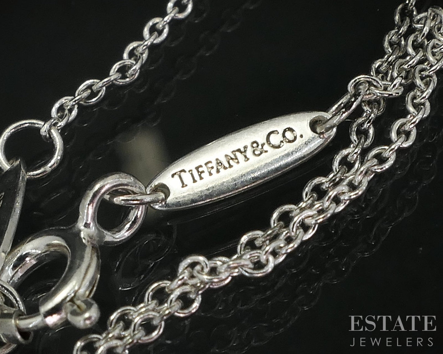 Sterling Tiffany & Co. Elsa Peretti Diamond by the Yard Necklace 16"L i19073