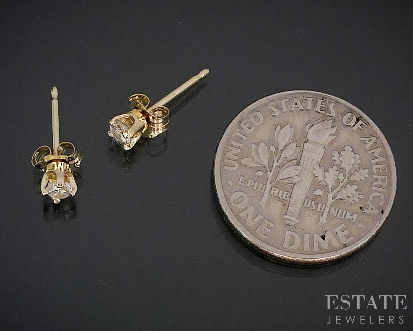 14k Yellow Gold Round Natural .14ctw Diamond Stud Earrings i19083