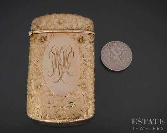 Antique Victorian 14k Yellow Gold Match Vesta Safe Case Strike Plate 20g i19120