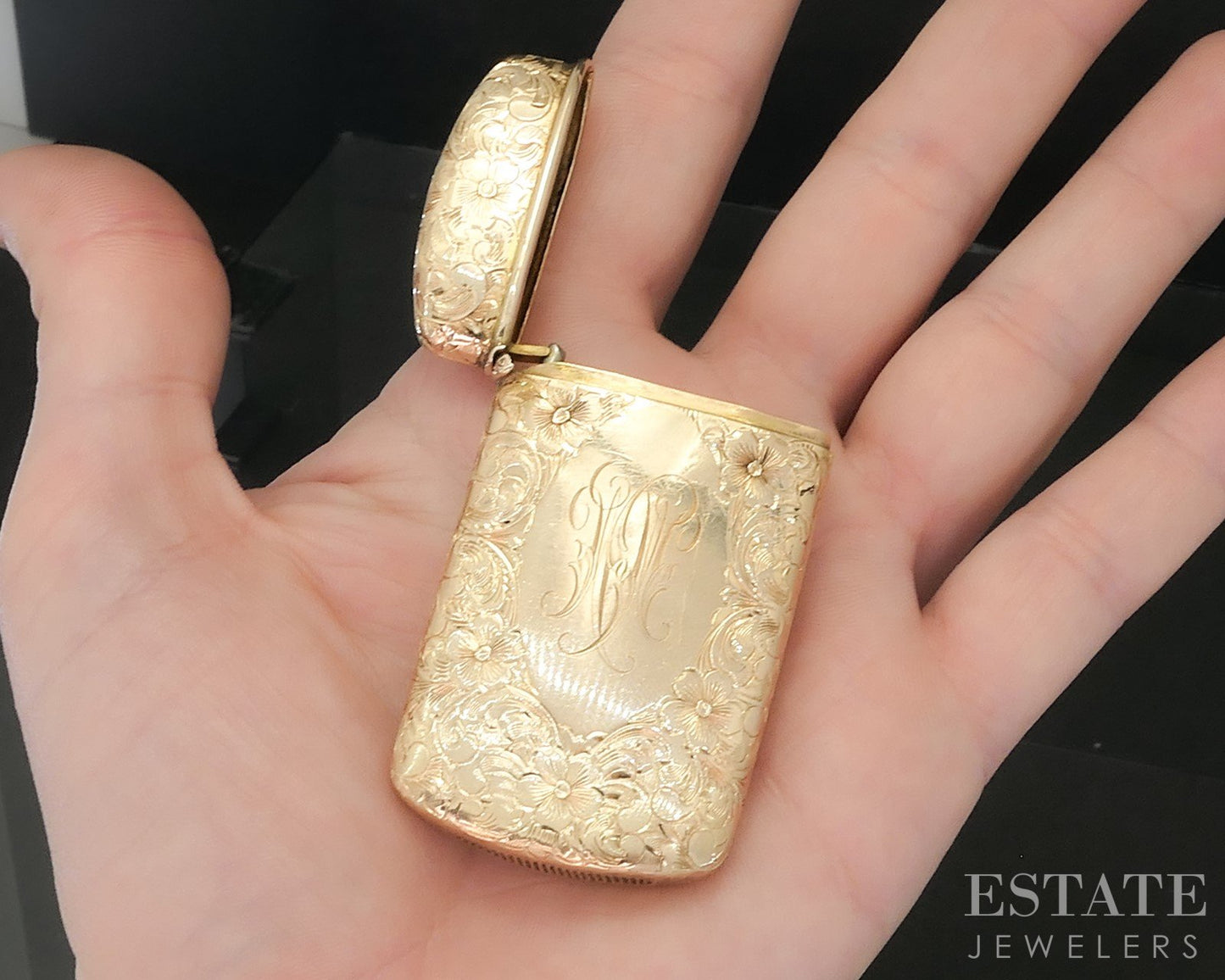 Antique Victorian 14k Yellow Gold Match Vesta Safe Case Strike Plate 20g i19120