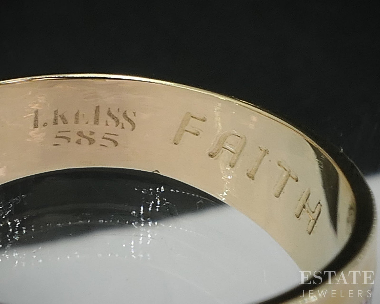 14k Yellow Gold I. Reiss Natural Diamond Hammered Faith Ladies Band 4.8g i19107
