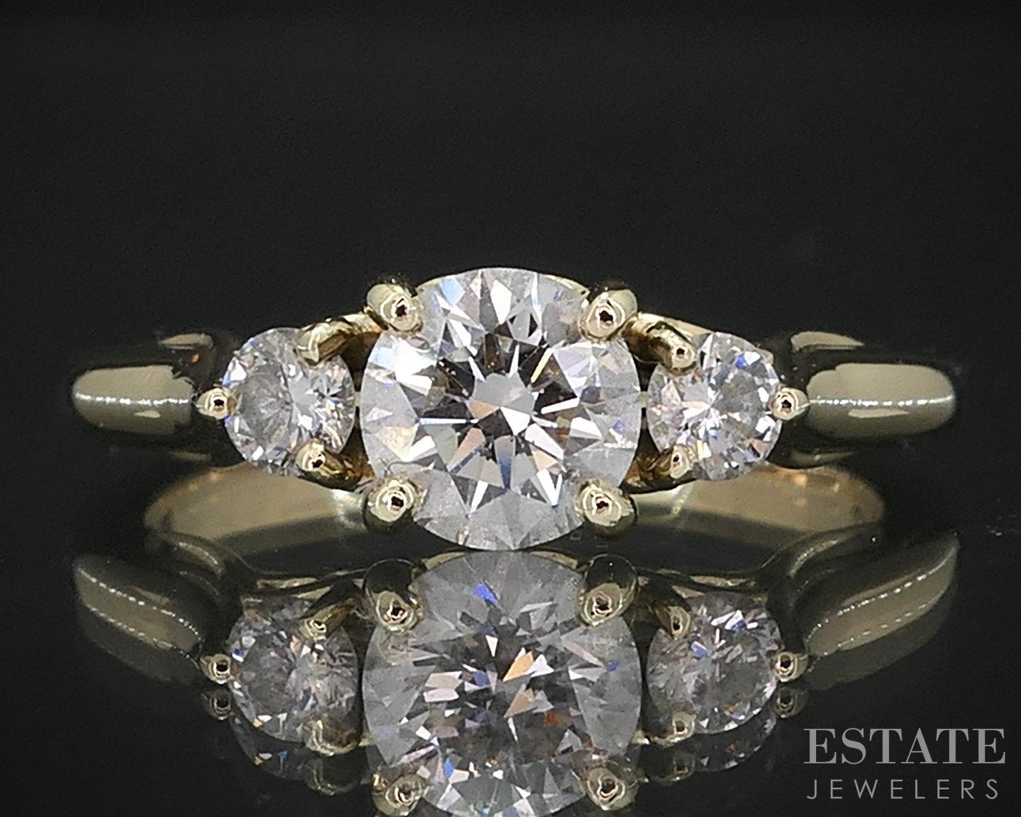 14k Yellow Gold Round Natural .60ctw Diamond Engagement Ring 2.5g i19104