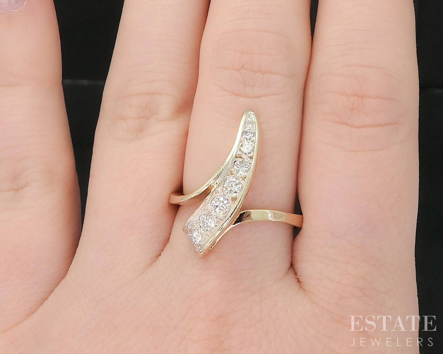 14k Yellow Gold Natural .50ctw Diamond Freeform Ladies Band Ring 5.2g i19128