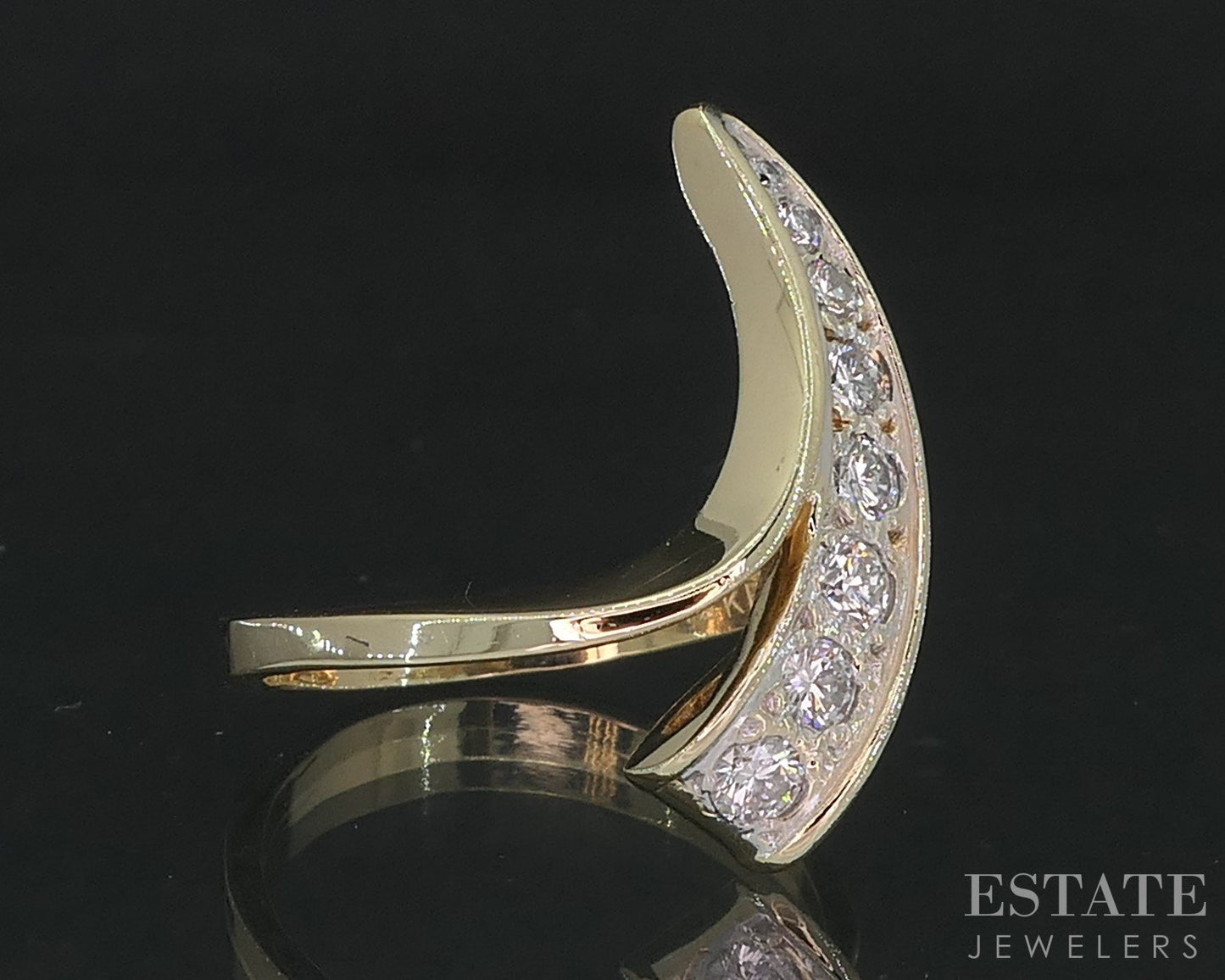 14k Yellow Gold Natural .50ctw Diamond Freeform Ladies Band Ring 5.2g i19128