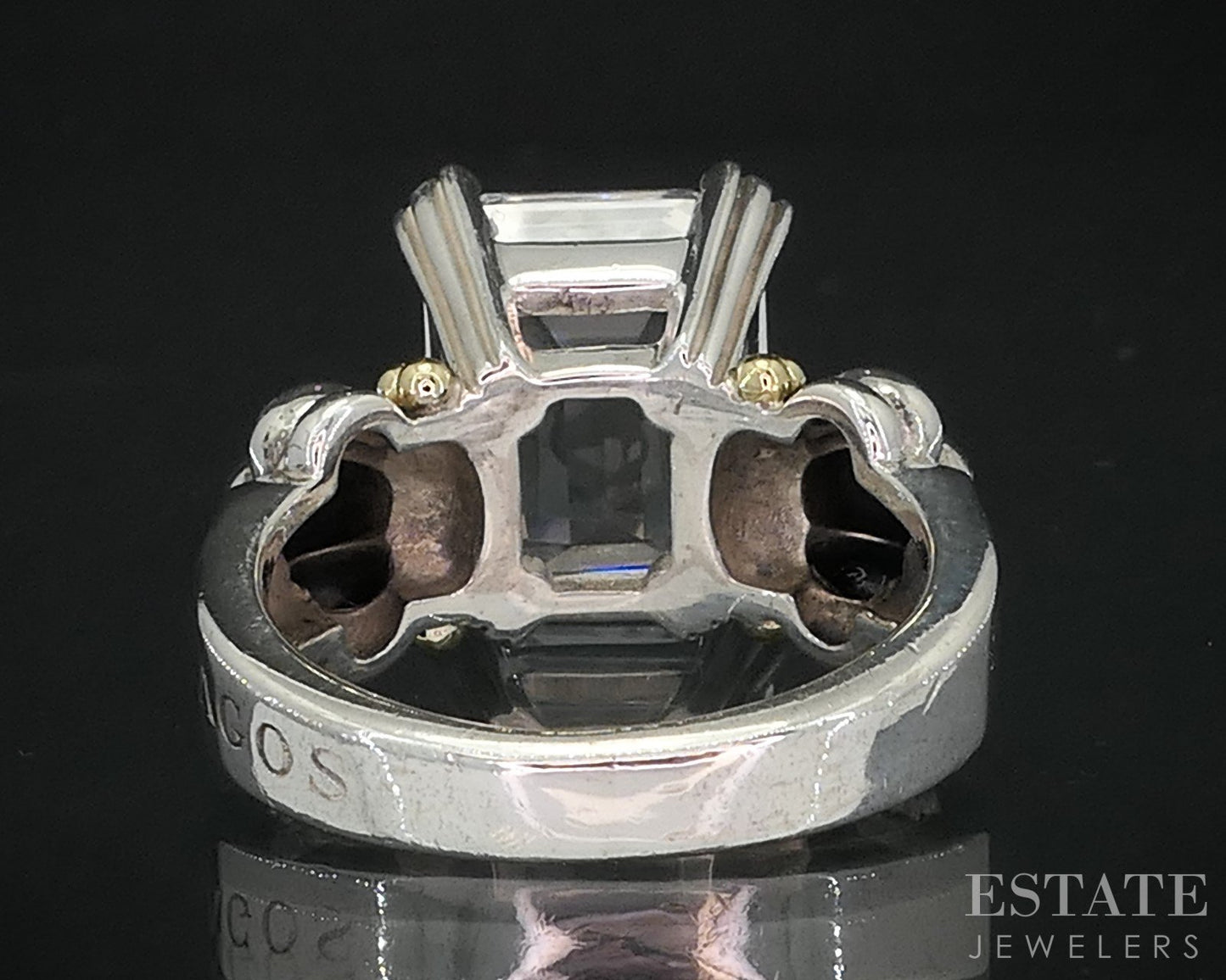 18k & Sterling Lagos Caviar Glacier Natural White Topaz Ladies Ring 8.8g i19121