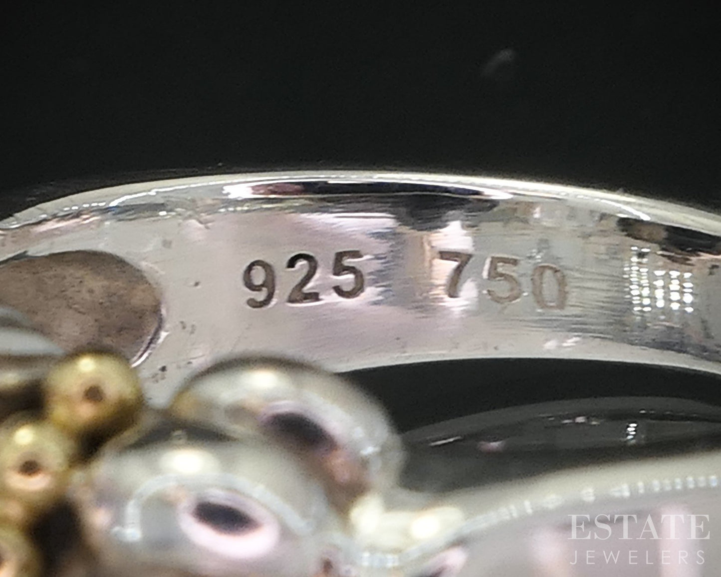 18k & Sterling Lagos Caviar Glacier Natural White Topaz Ladies Ring 8.8g i19121