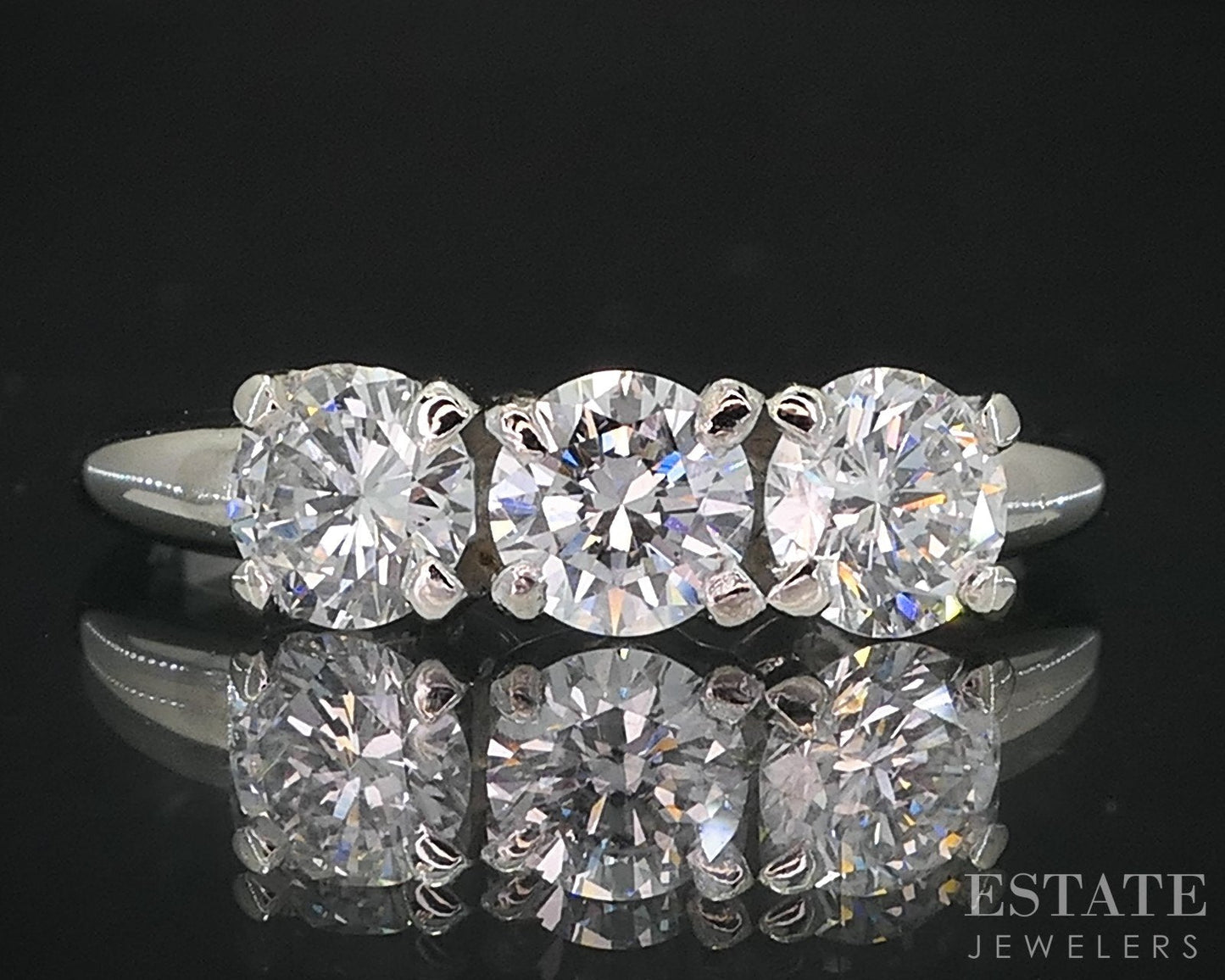 14k White Gold Round Natural .93ctw Diamond Engagement Ring 3.1g i19122