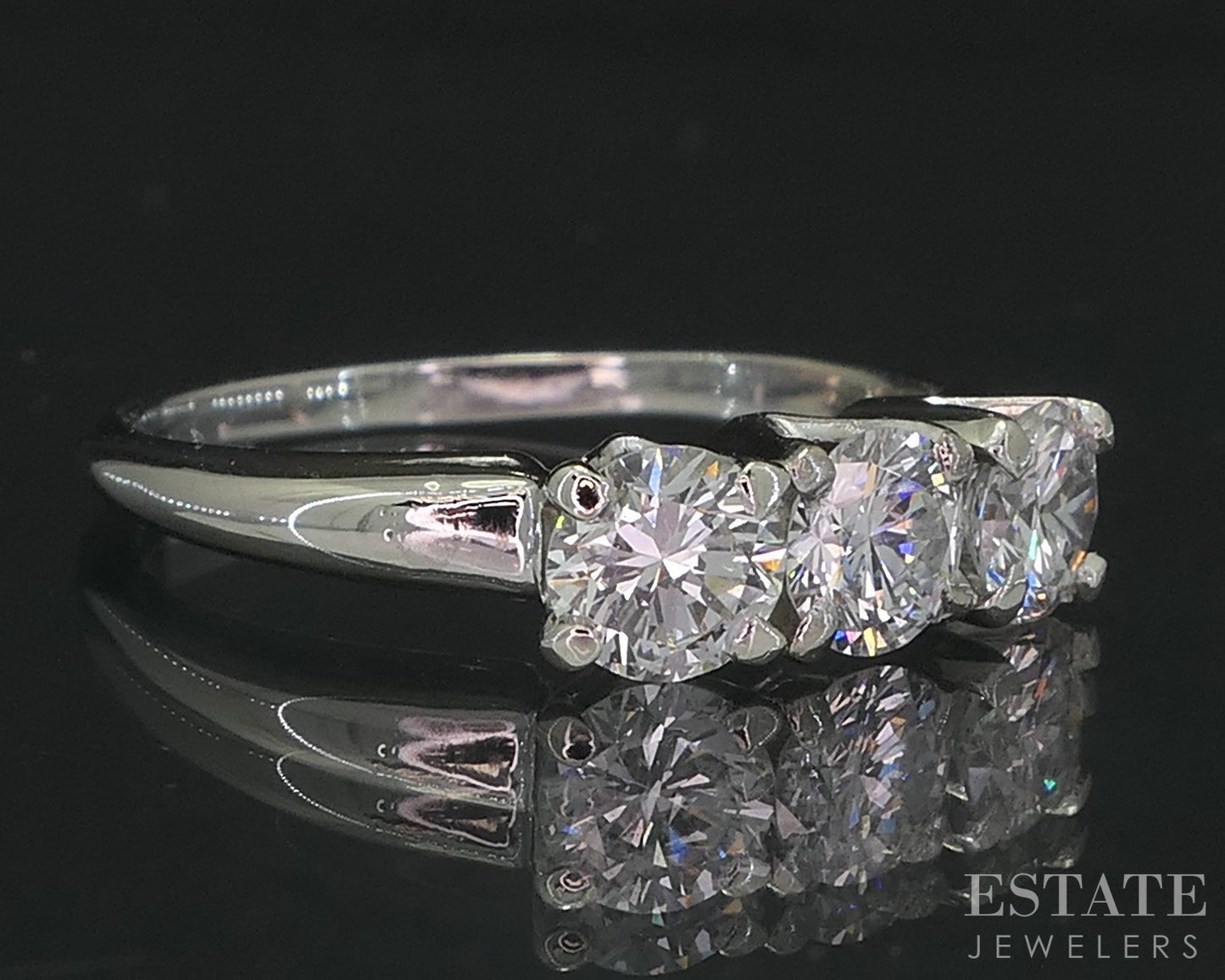 14k White Gold Round Natural .93ctw Diamond Engagement Ring 3.1g i19122