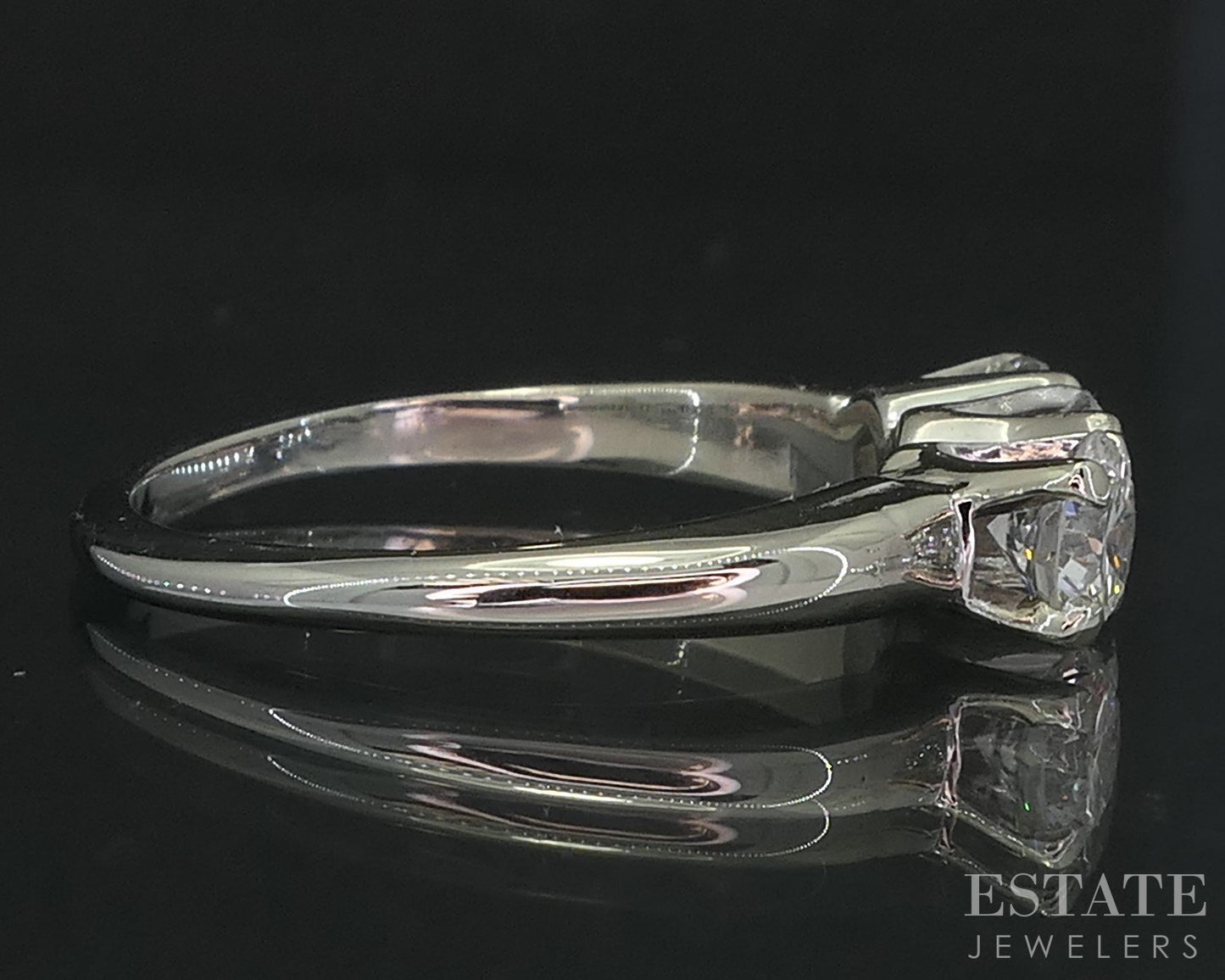 14k White Gold Round Natural .93ctw Diamond Engagement Ring 3.1g i19122