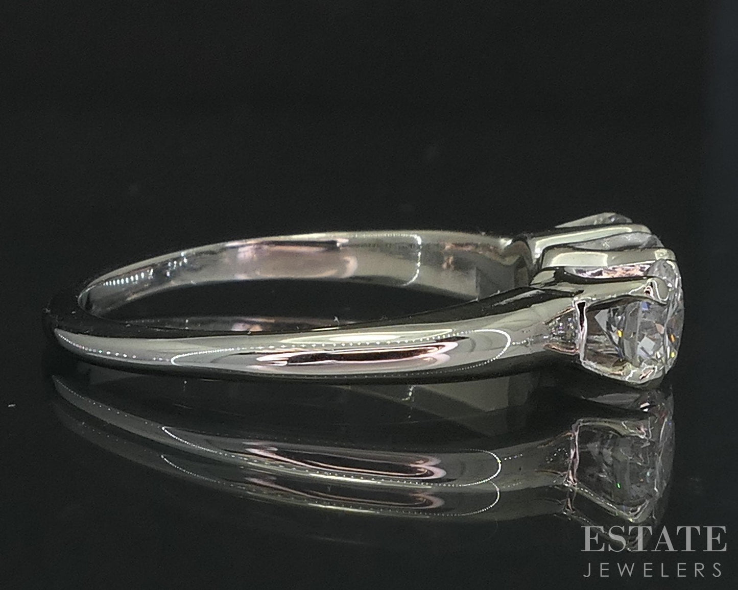 14k White Gold Round Natural .93ctw Diamond Engagement Ring 3.1g i19122