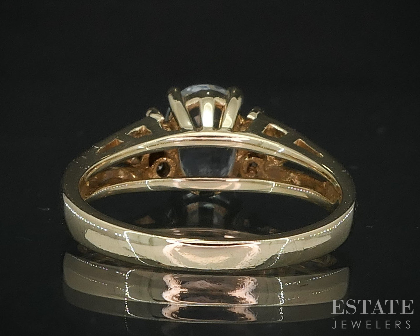 14k Yellow Gold Oval Natural 1ct Aquamarine & Diamond Ladies Ring 3.6g i19125