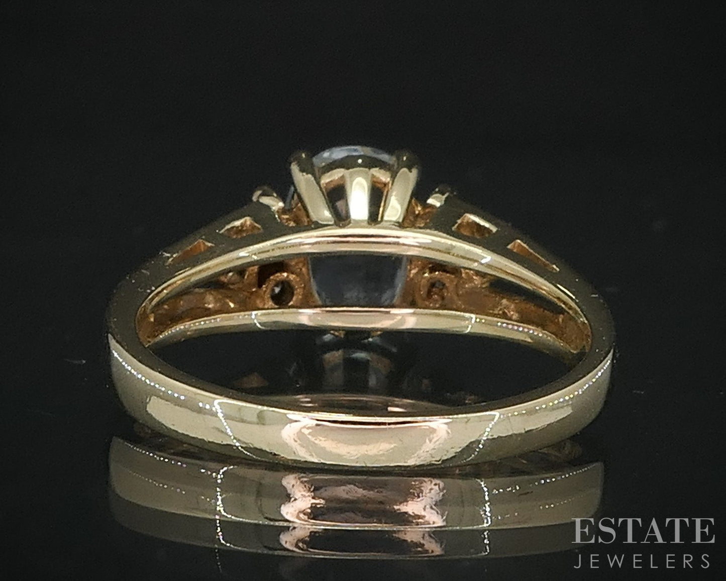 14k Yellow Gold Oval Natural 1ct Aquamarine & Diamond Ladies Ring 3.6g i19125