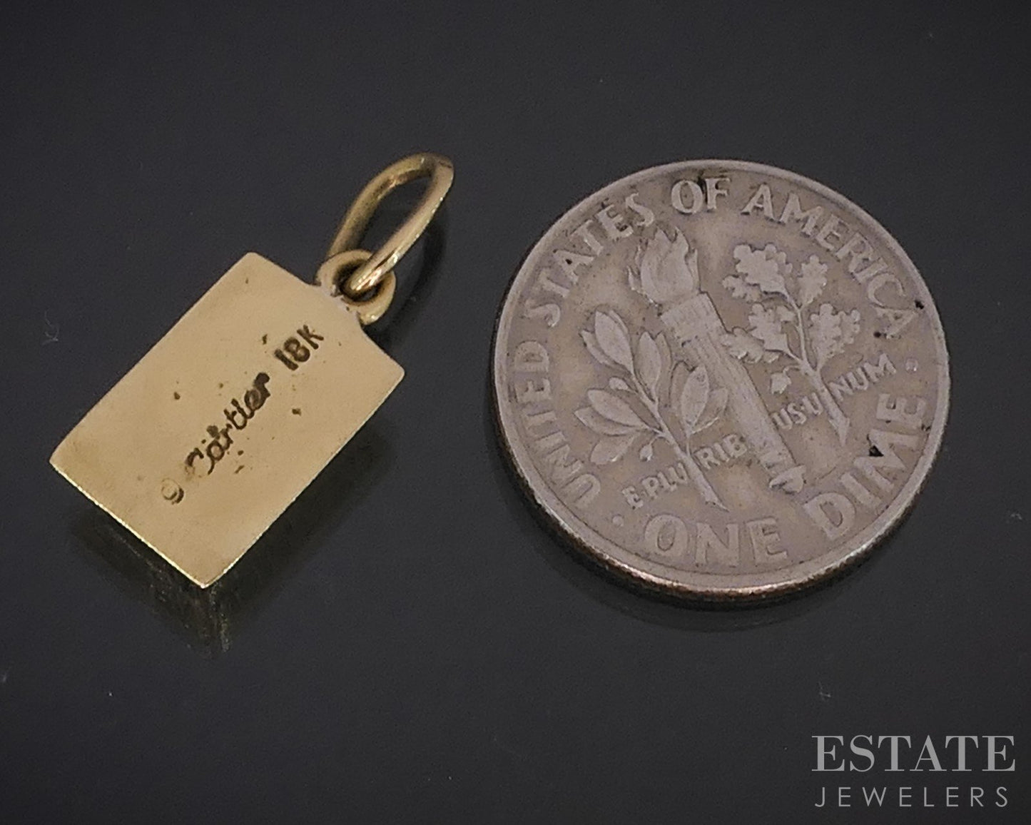 Vintage 18k Yellow Gold Cartier 1/8 Ounce Gold Ignot Pendant 4.0g i19111