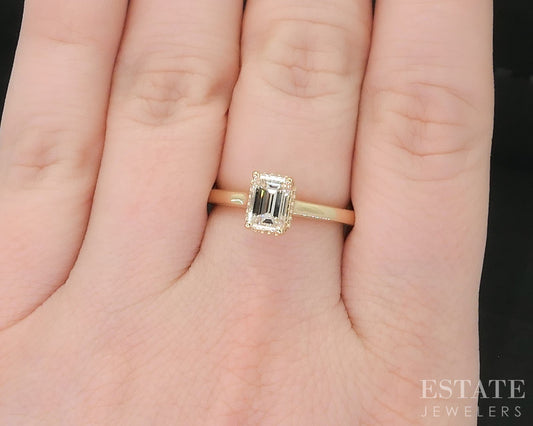 14k Yellow Gold GIA Emerald Natural 1.02ct Diamond Solitaire Ring 3.6g i19097