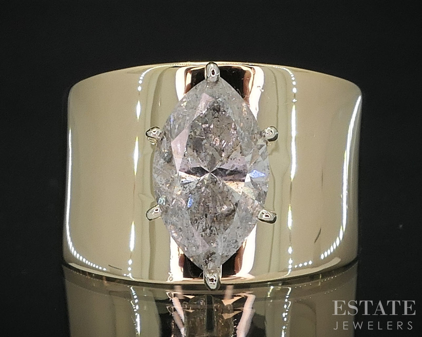 14k Yellow Gold Marquise Natural 2.50ct Diamond Solitaire Engagement Ring i19100